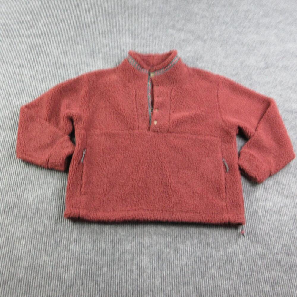 Alpine Design Sweatshirt Mens L Brown-Red Pullover Mock Neck Fleece Snap